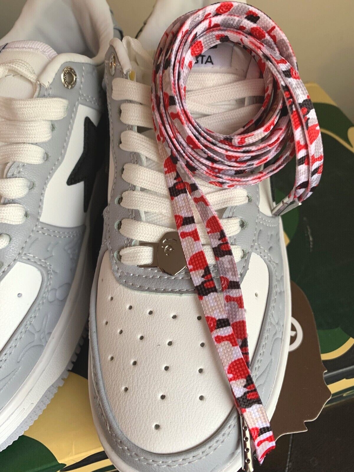 120cm Camo shoelaces replacement laces for Bape – Ape Head design CHOOSE COLOR!!