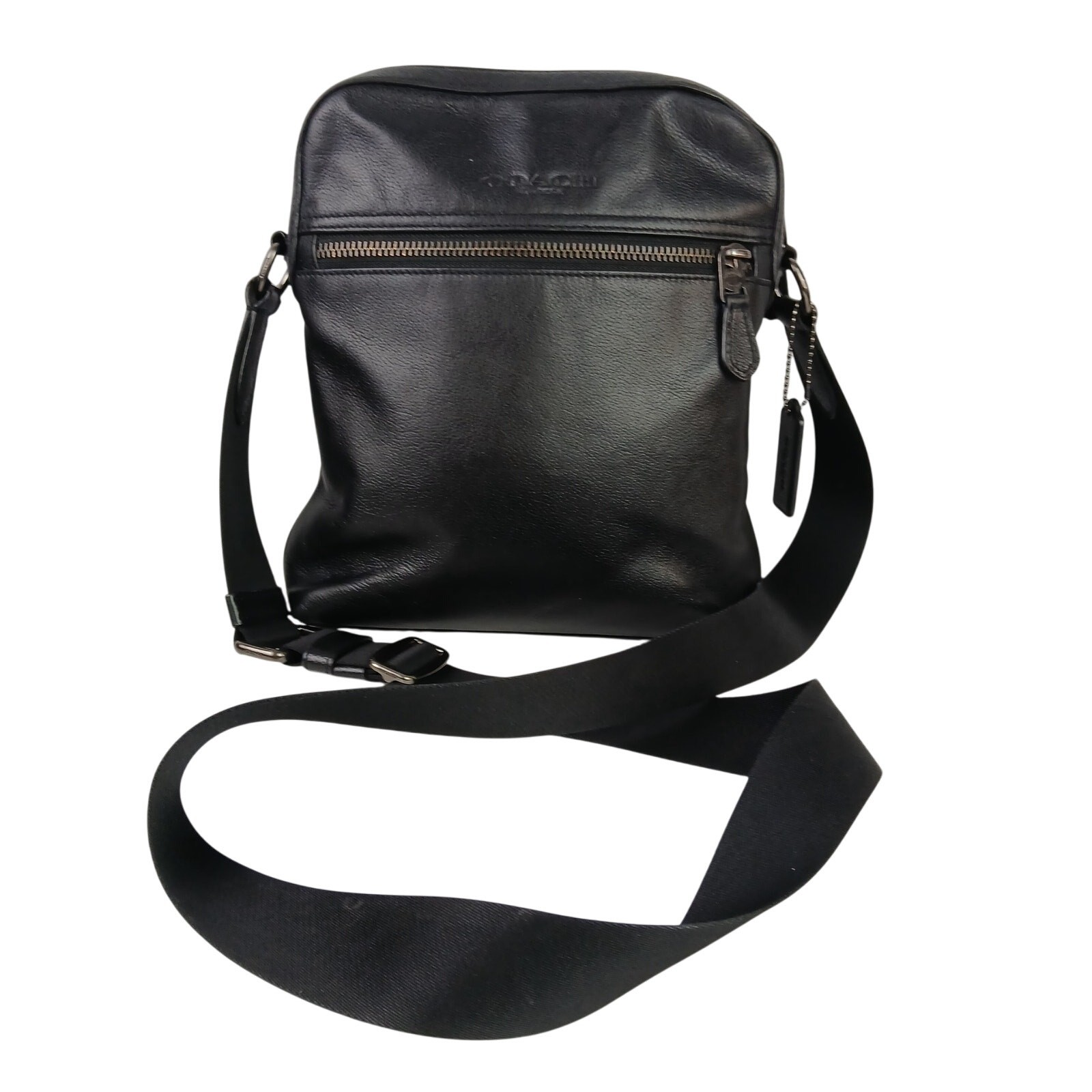 Coach Men’s Houston Flight Bag Crossbody Bag In Pebbled Black Leather