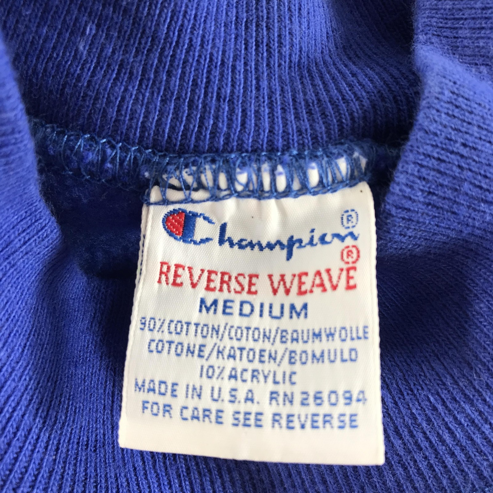 Vintage Champion Sweatshirt Mens Medium Blue Reverse Weave Made USA Crew Neck