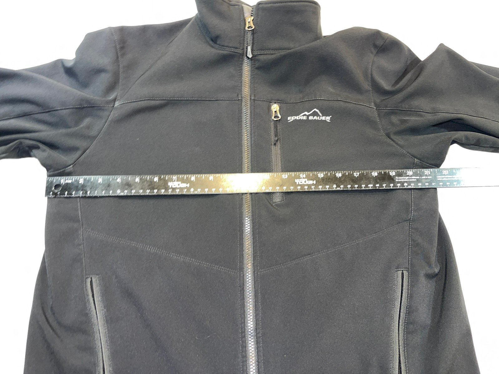 EUC EDDIE BAUER POLY BLEND MOCK NECK ZIP POCKETS FULL ZIP BLACK JACKET MEDIUM