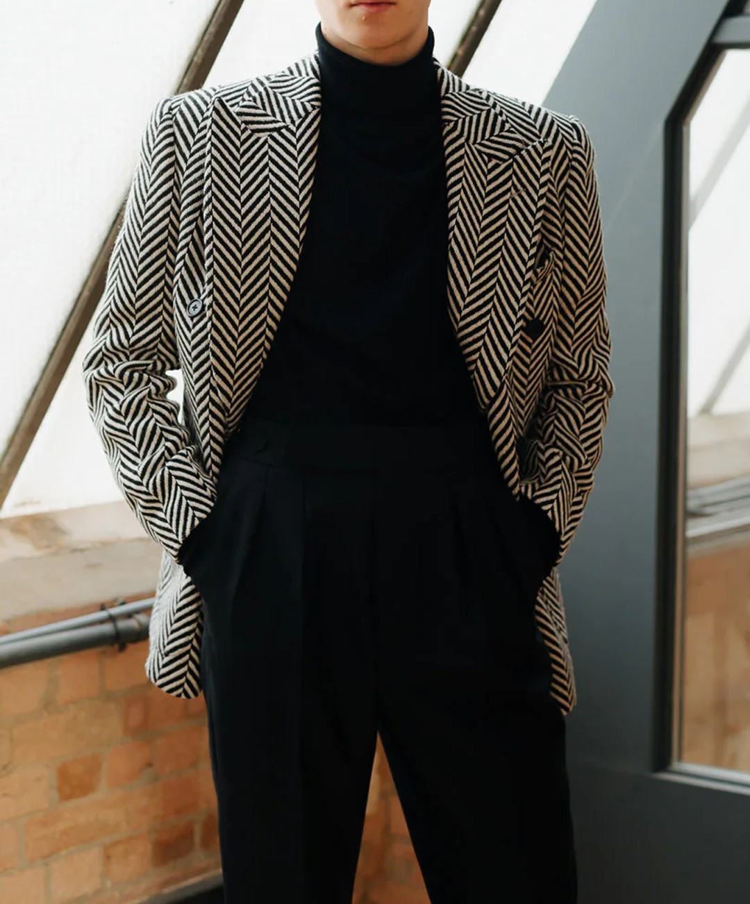 Business Men Suits Herringbone Wedding Party Tuxedos Tailored Wool Blend Tweed