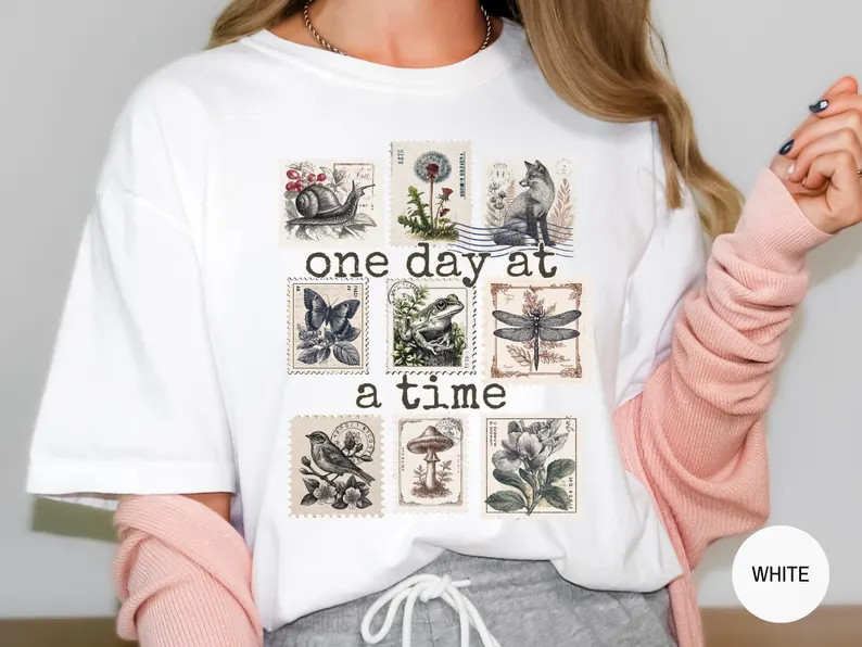 One Day At Time Comfort Tee Vintage Style Shirt Inspirational Gift Top
