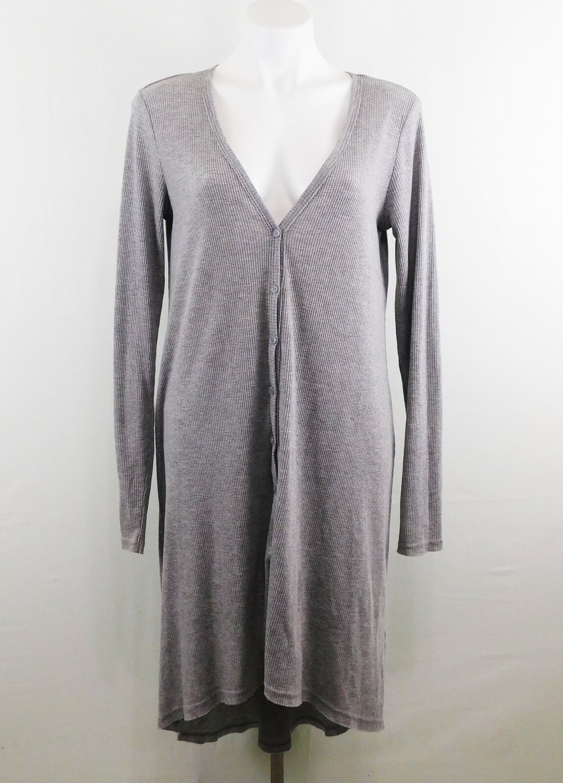 Forever 21 Women Cardigan, Size L, Gray, 68% Polyester, 32% Cotton