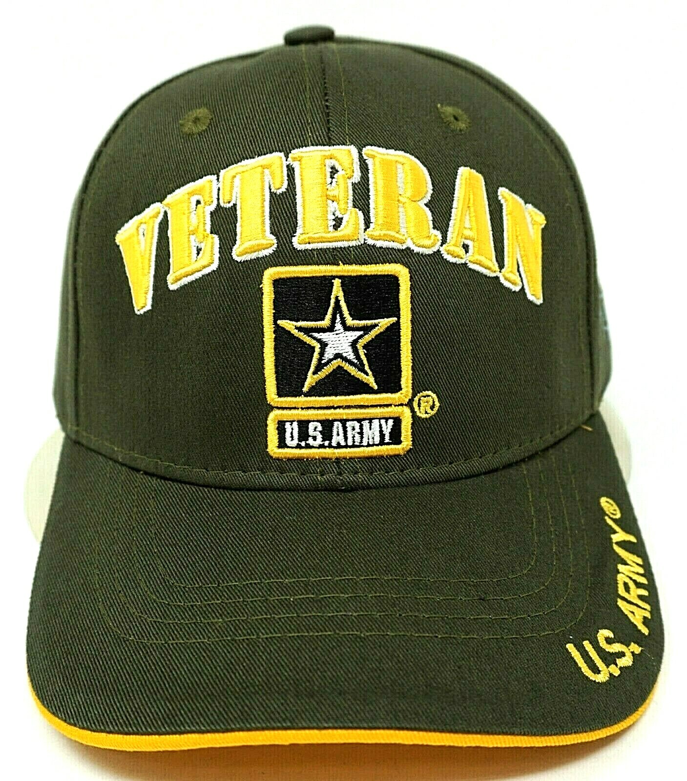 U.S. ARMY VETERAN Cap Hat United States Military USA OSFM Adjustable Olive NWT