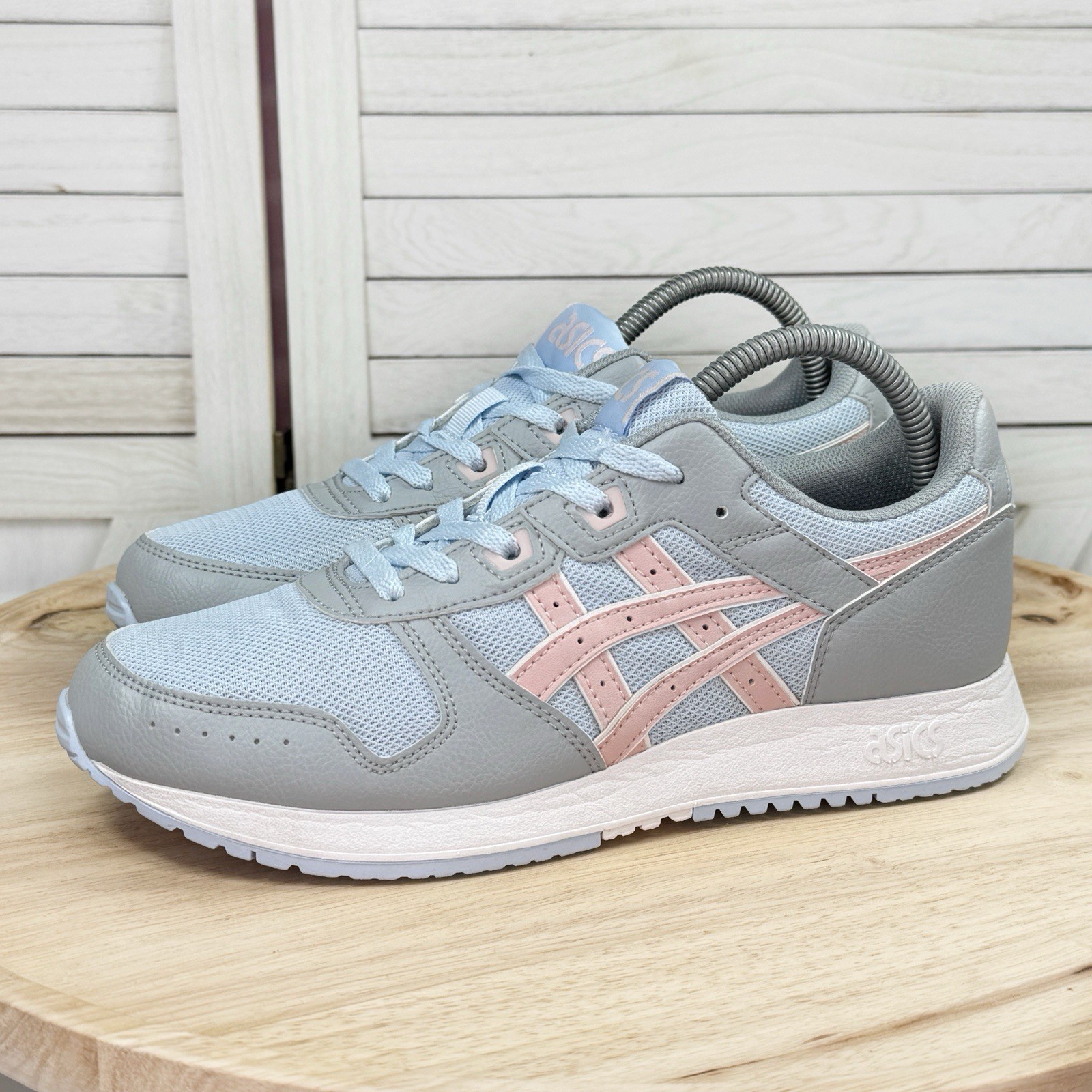 ASICS Lyte Classic Mesh Fabric Sneakers Blue Grey Pink Juniors 7 8.5 Women