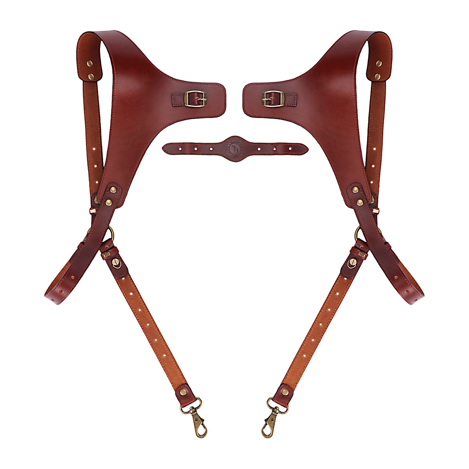 Tourbon Leather Men’s Suspenders Harness Punk Chest Vintage Hooks Pants Braces
