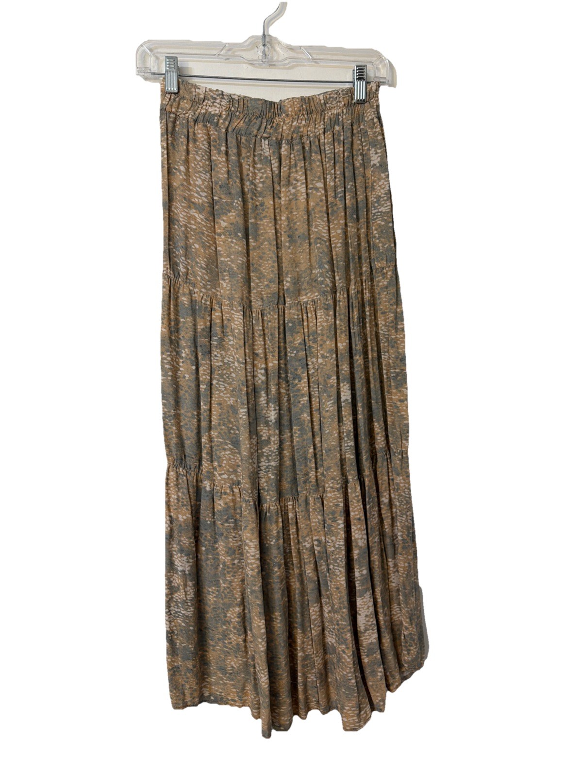 Final Touch Brown Blue Tan Long Skirt Womens Size Small Tiered Boho Cottage