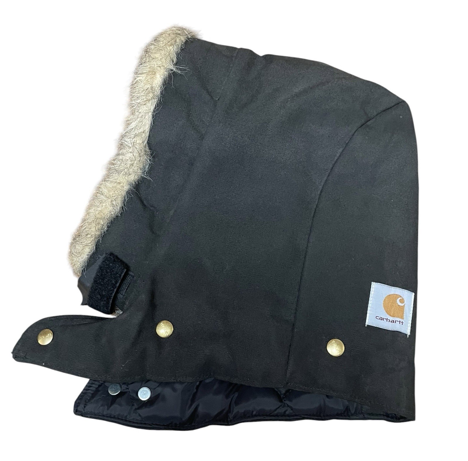 NEW Carhartt Hood Mens A01 BLK Black Arctic Quilt Lined Fur Snap On USA