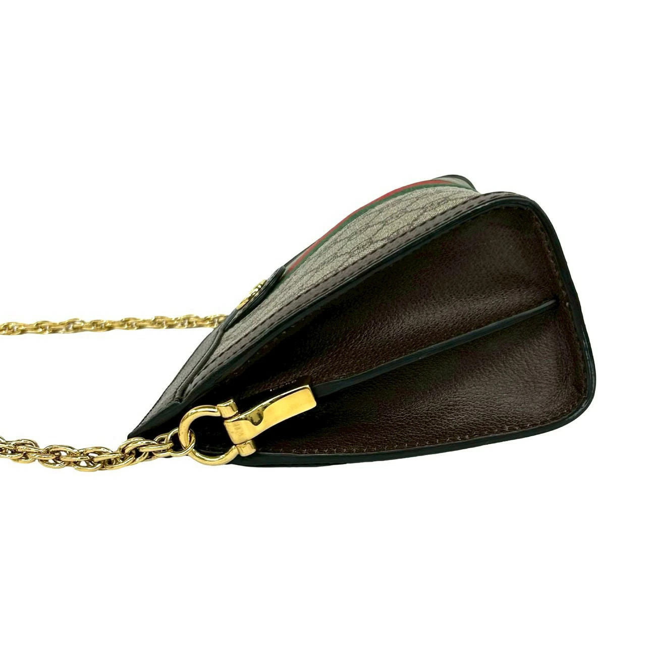 GUCCI Ophidia GG Supreme Small Logo Pattern Leather Chain Shoulder Bag Brown