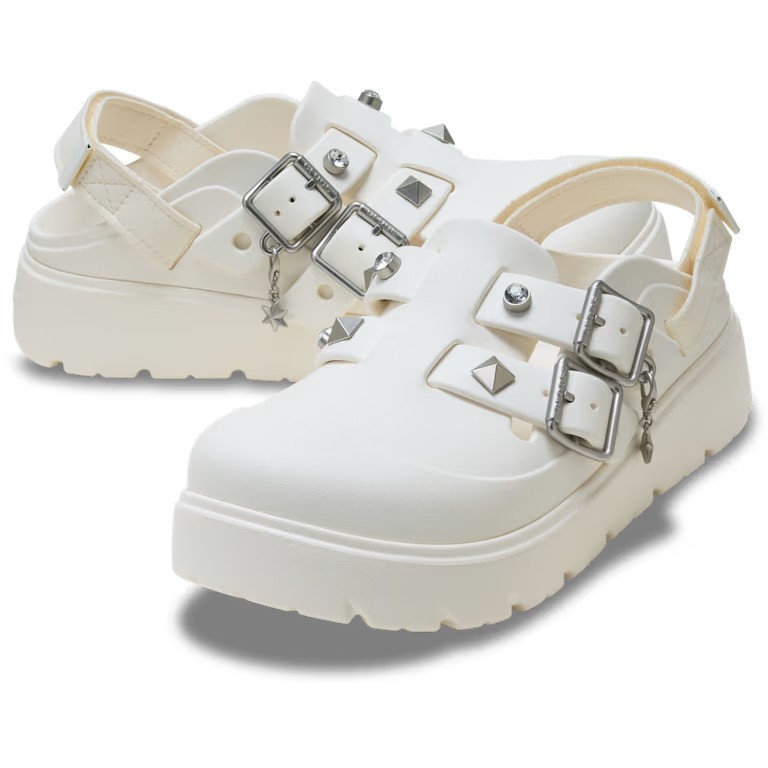 CROCS Loaferette Star Studded Clog Chalk with Jibbitz Multi Women’s Size NEW