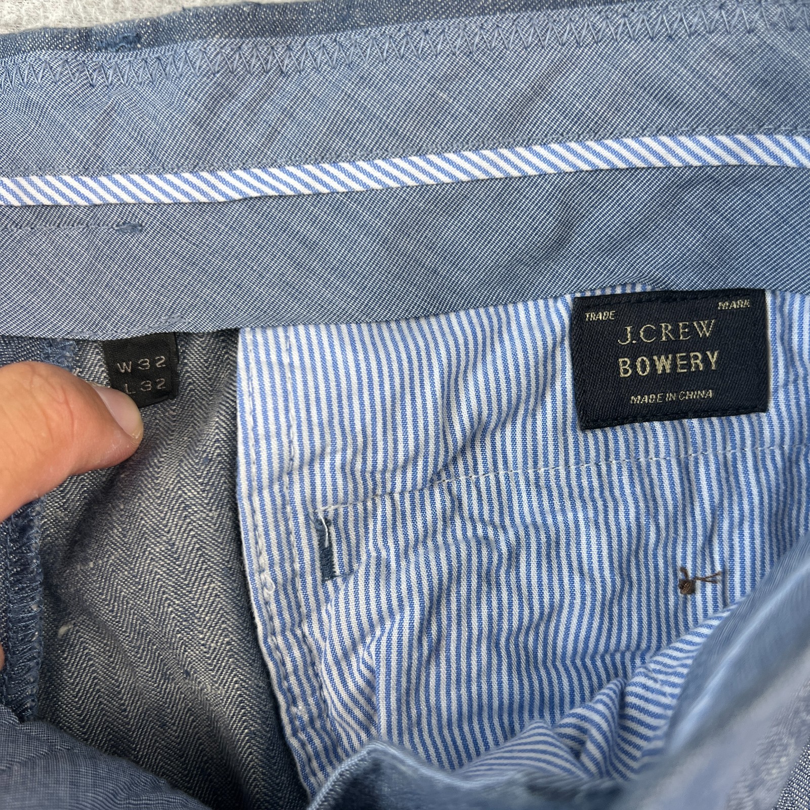 J Crew Bowery Slim Fit 100% Linen Mcnutt Pants 32×32 Mens Blue Lightweight