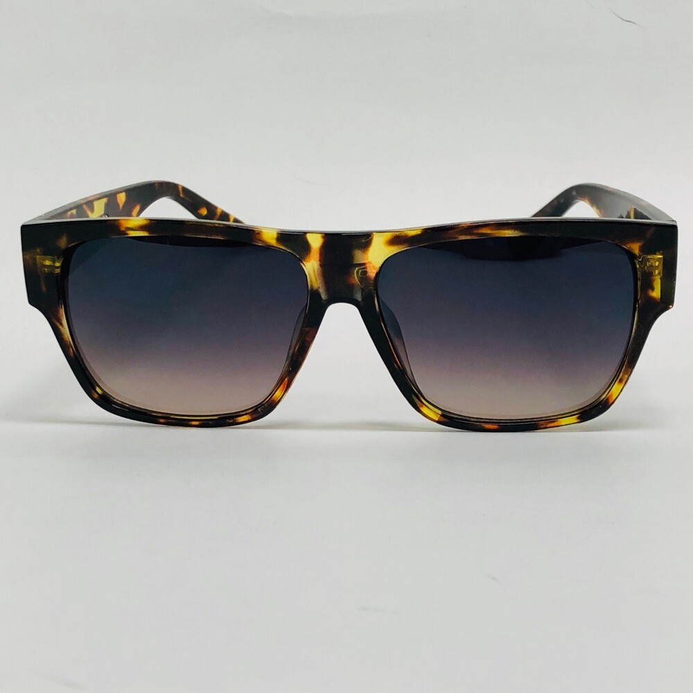 Men Designer Sunglasses Flat Top Square Frame Gold Accent Tortoise Shell Hip Hop