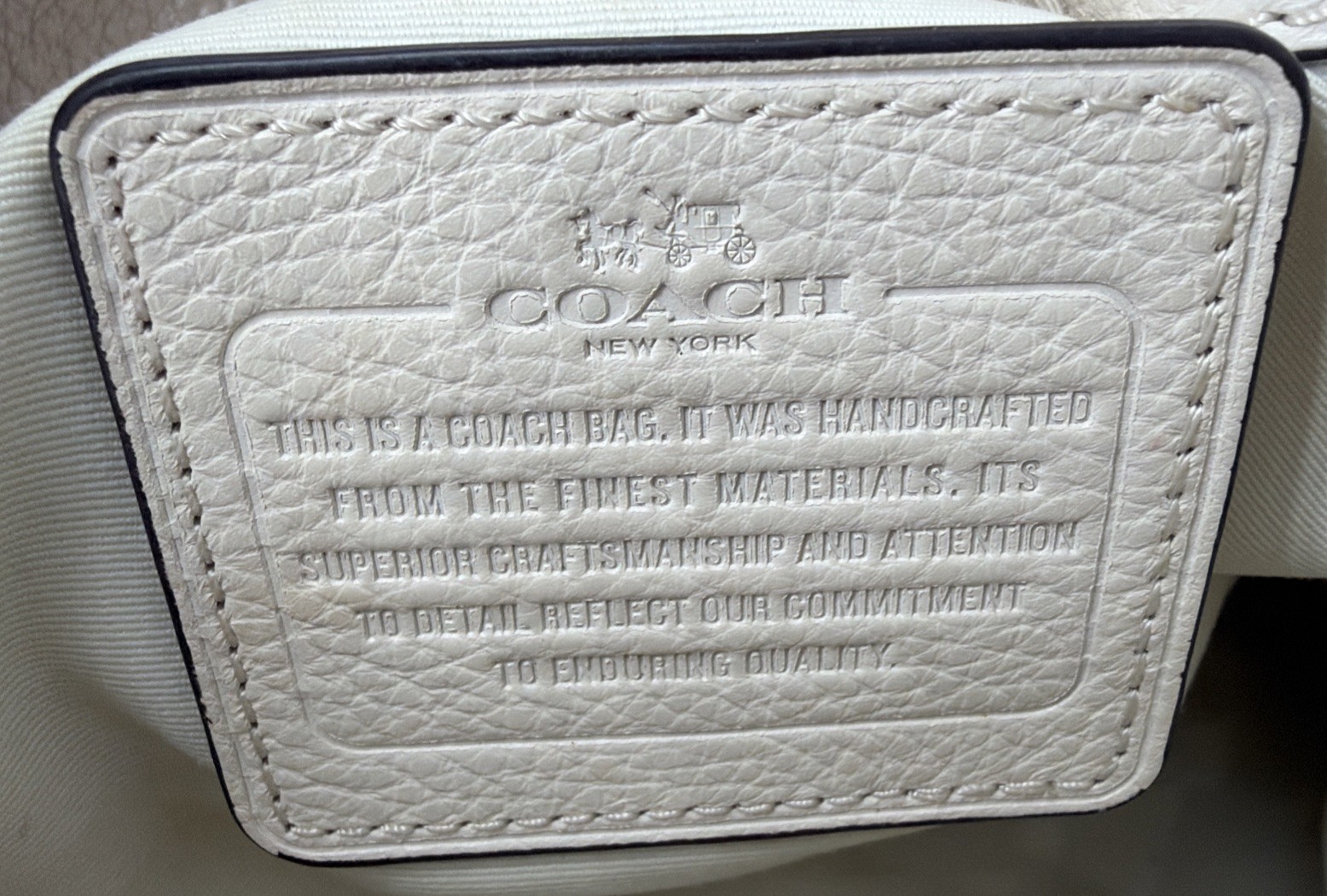 Coach Madison Phoebe Shoulder Bag Bone Pebbled Leather F35723 Compartments 3 Zip