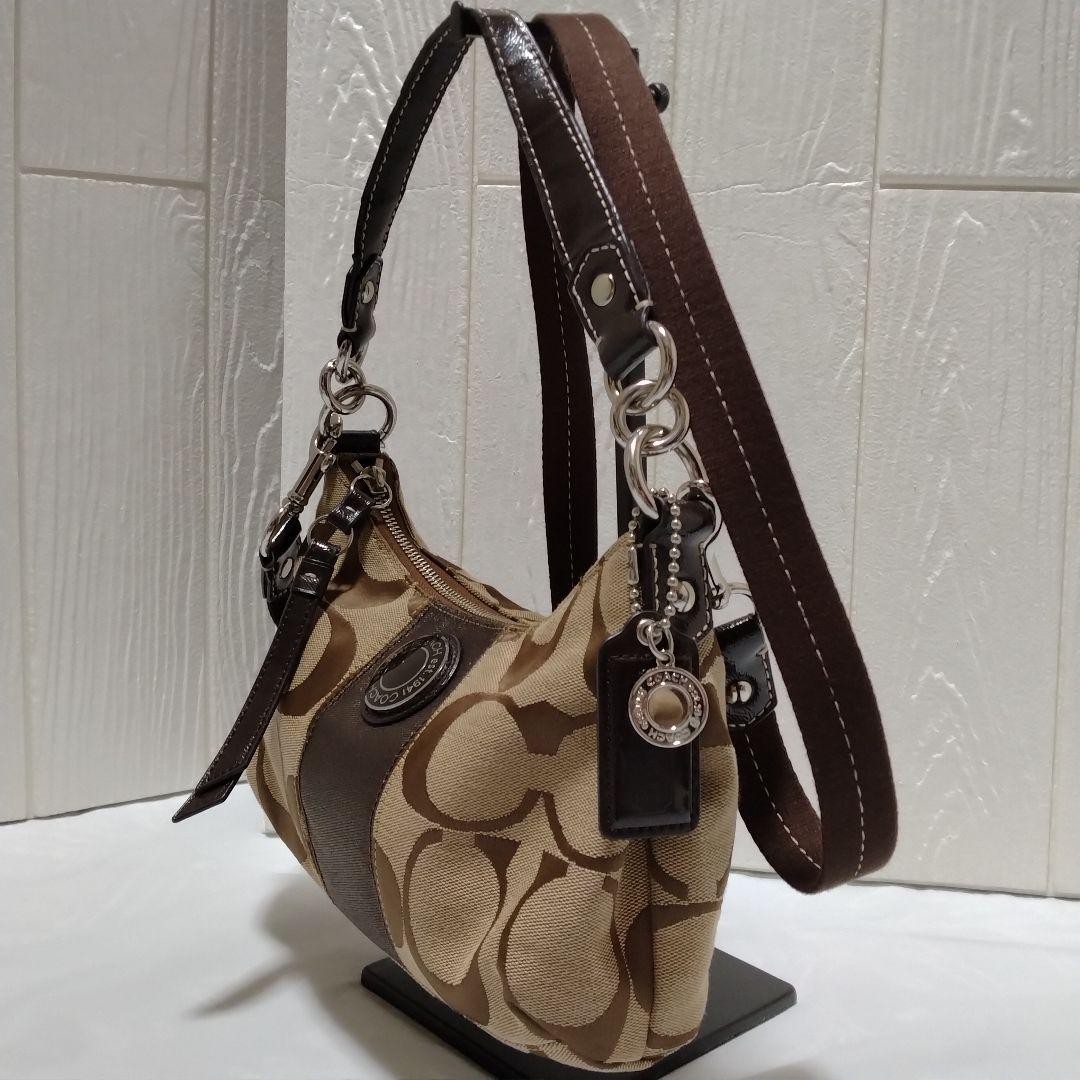 Excellent Condition COACH Signature 2way Shoulder Bag F19218 28a