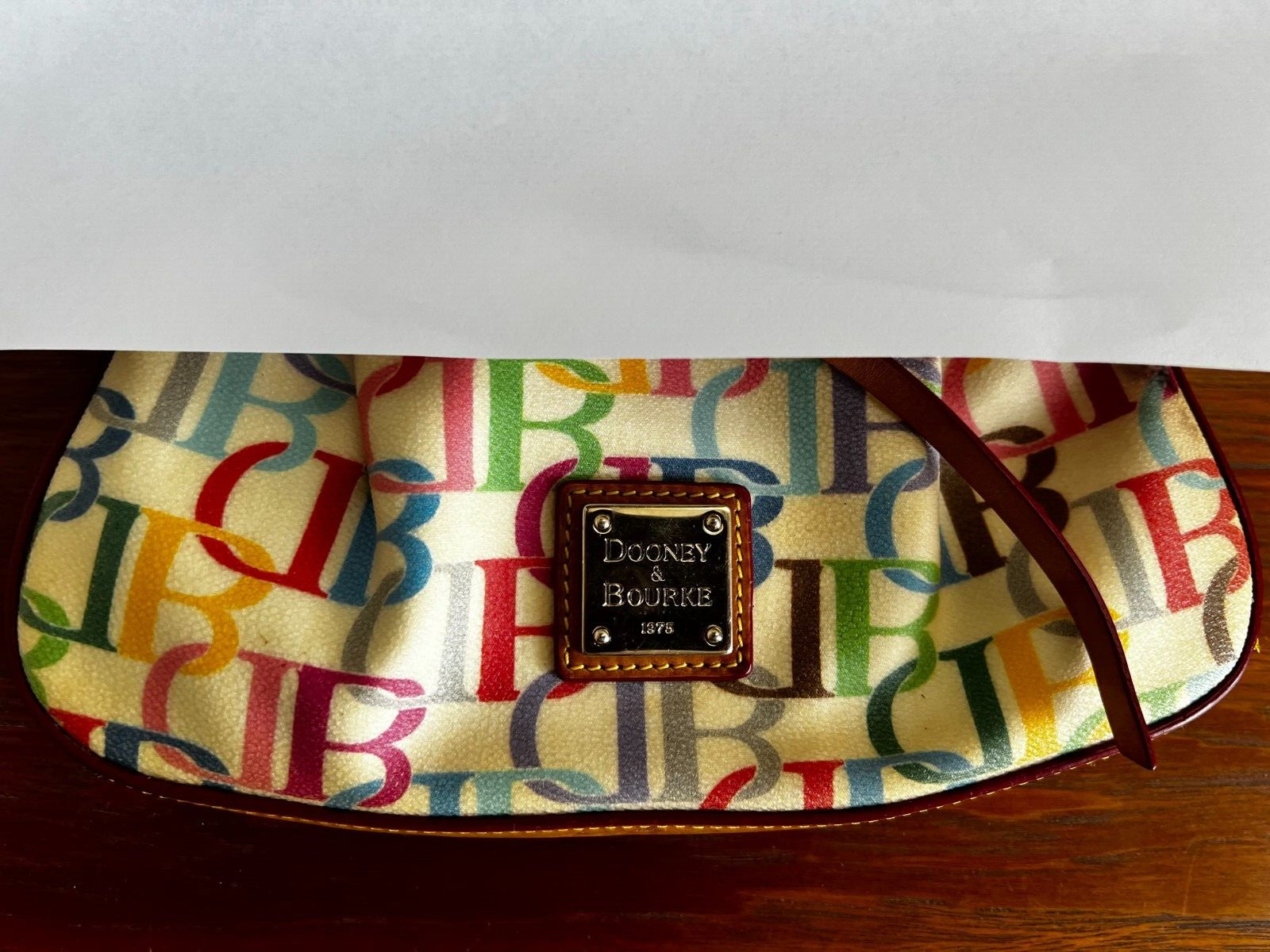 VTG Dooney & Bourke Purse SIGNATURE Rainbow Zipper Small 8.75 x 4.75