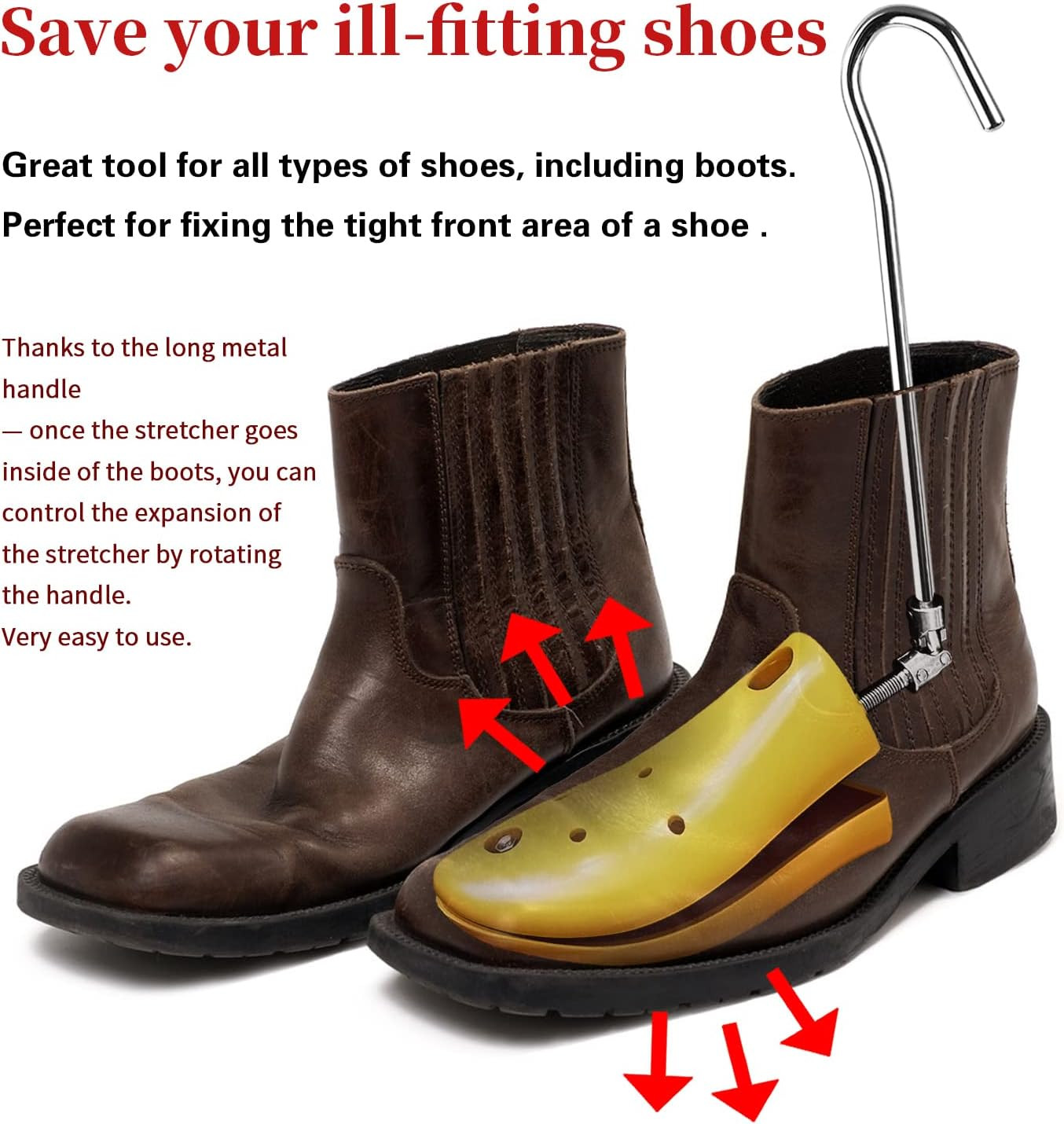 Boot Stretcher for Cowboy Boots,1 Pack Adjustable Shoe Stretcher for Thick Feet,