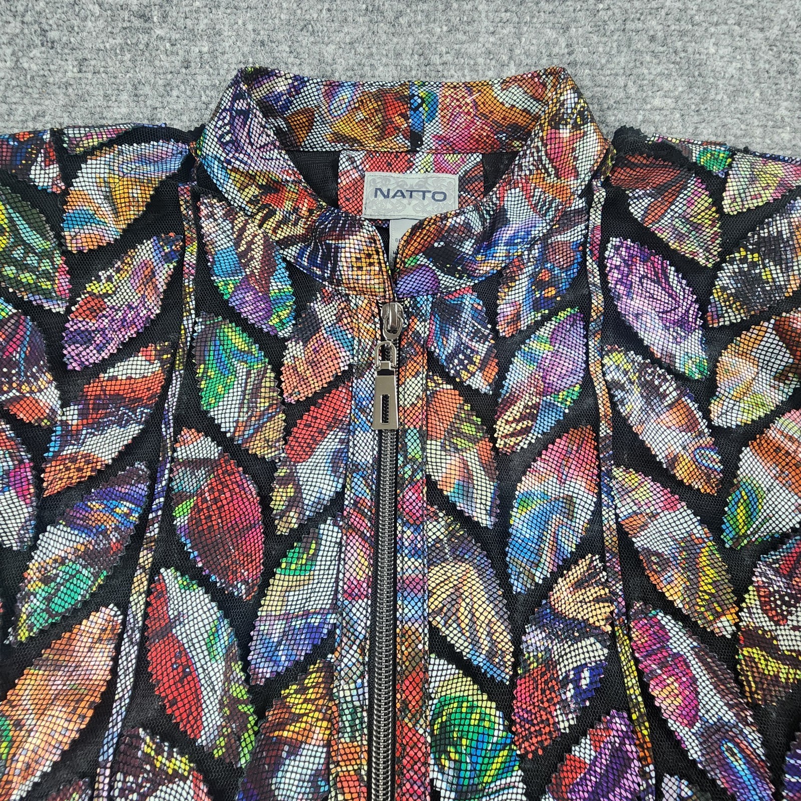 Natto L Women’s Lamb Leather Mesh Jacket Avant Garde Art to Wear 3D Leaf Moto