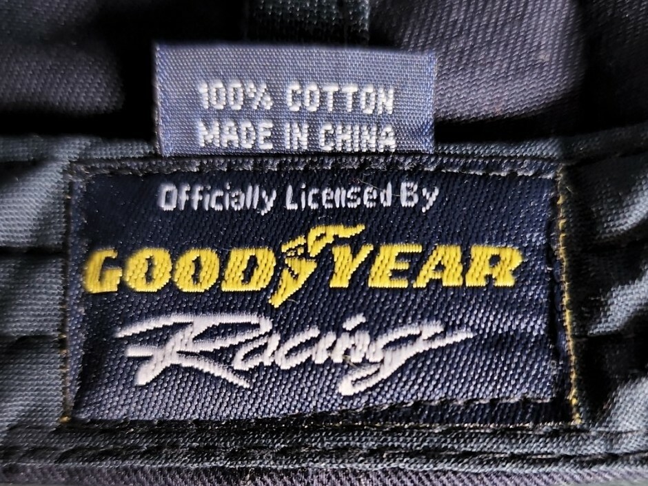 Good Year #1 Racing Adult Adjustable Strapback Cap Navy Blue Yellow Flames NWOT