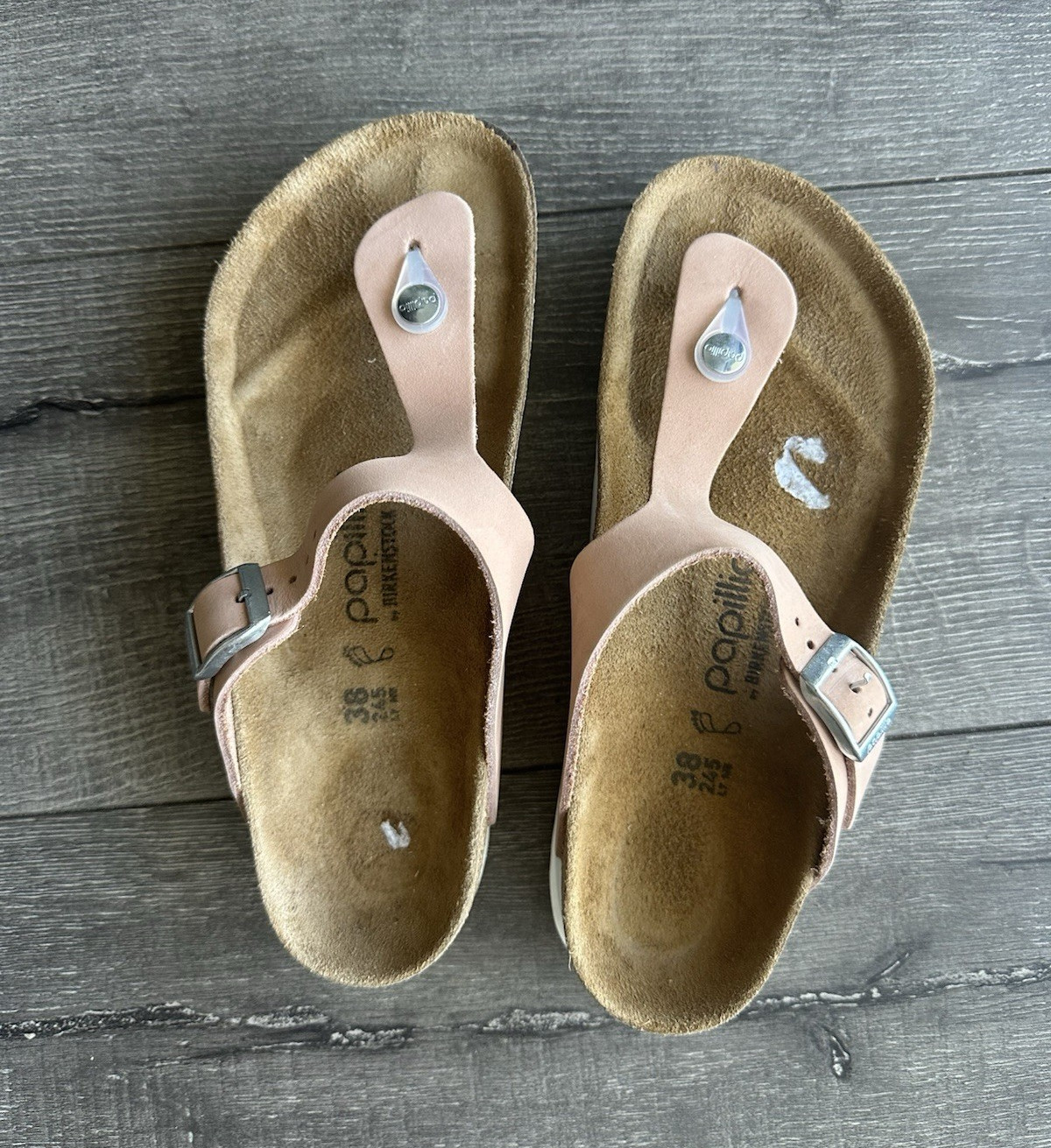 Papillio Women’s Pink Thong Wedge Sandals Buckle Cork Footbed EU 38 US 7
