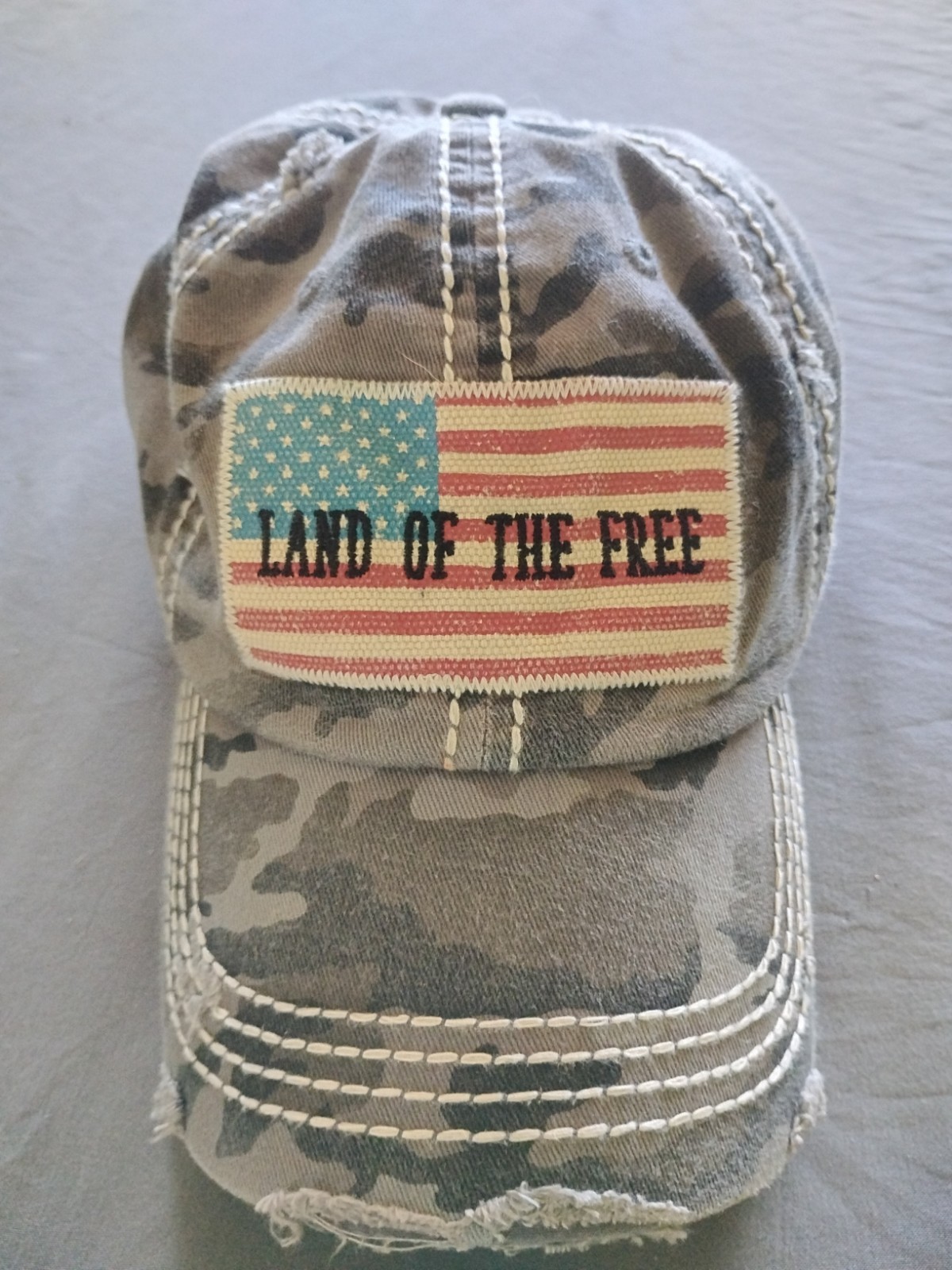 KBETHOS American Flag LAND OF THE FREE Baseball Cap Vintage Black And
