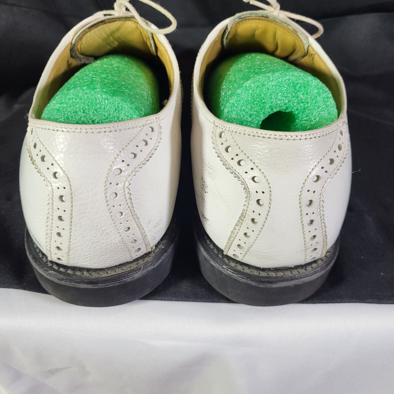 Bostonian White Leather Wingtip Oxford Shoes Size 11.5 D/B