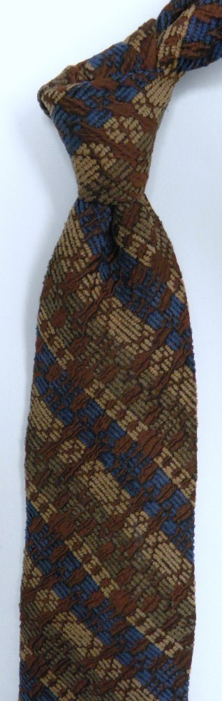 Blue Tan Brown Corduroy Stripes Silk Viscose Tie Italy