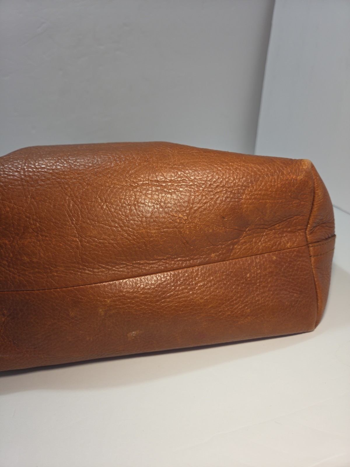 Madewell Cognac Brown Pebbled Leather Tote Bag Double Handle Carryall