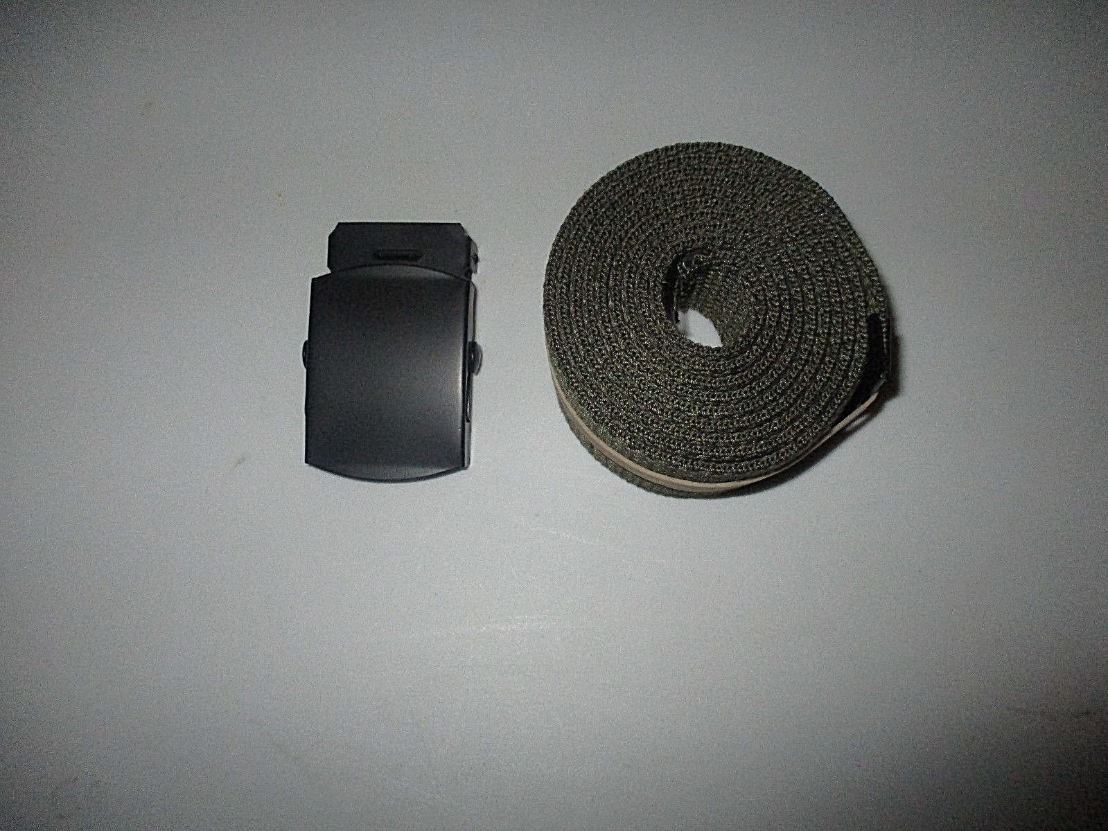 US MILITARY GRADE OD GREEN HEAVY WEB BELT WITH BLACK BUCKLE 54 INCHES USA MADE