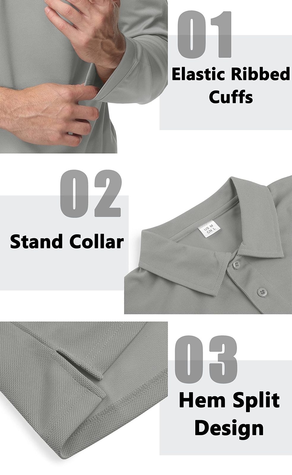 Tacvasen Men’s Long Sleeve Polo Shirts Golf Sport Quick Dry Tactical Team Work T