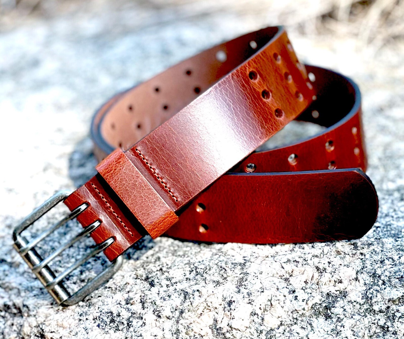1.75″ Full Grain Leather Belt – Distressed Finish – Thick Leather – Made in USA