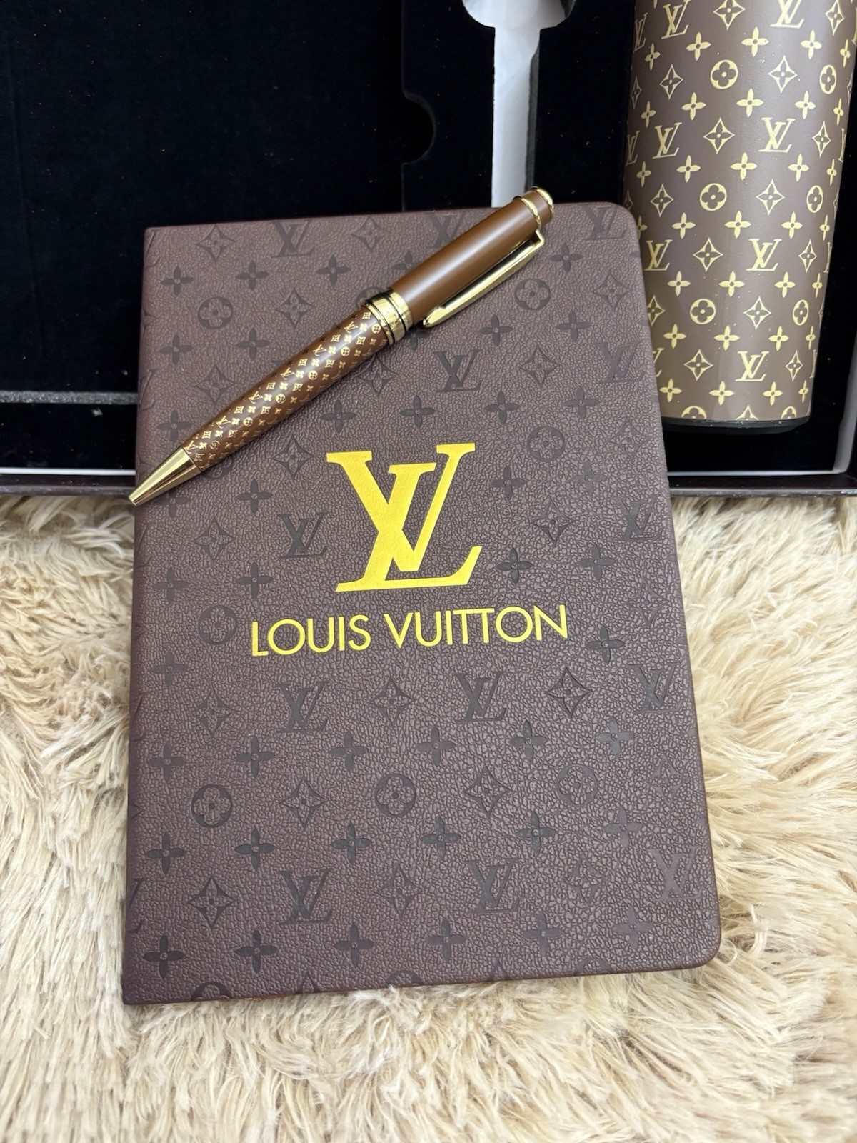 Holiday LV Gift Set- Notebook, Pen And Thermos