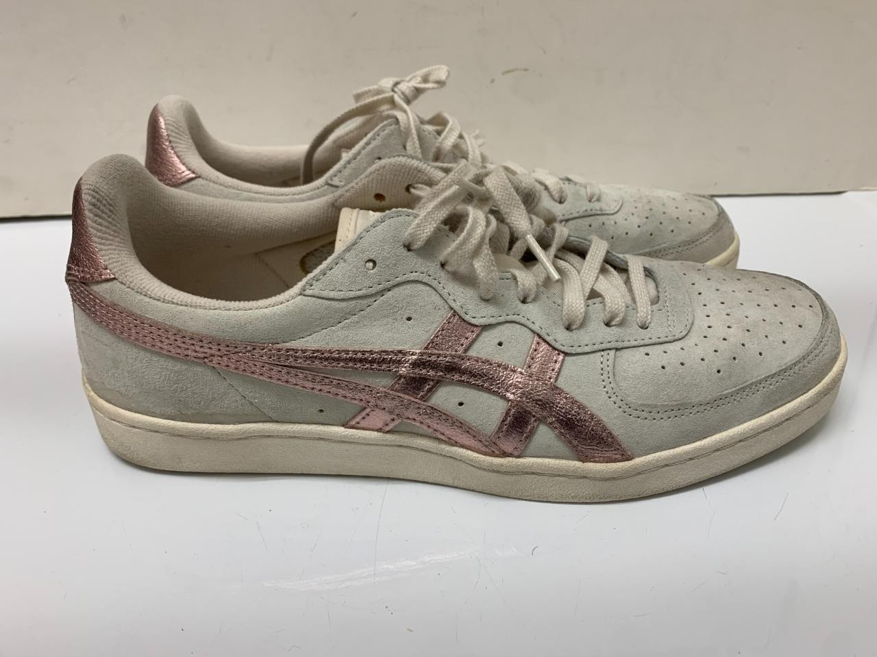 ASICS Onitsuka Tiger GSM Sneakers Leather Suede Beige Pink 1182A014-100 Sz 12