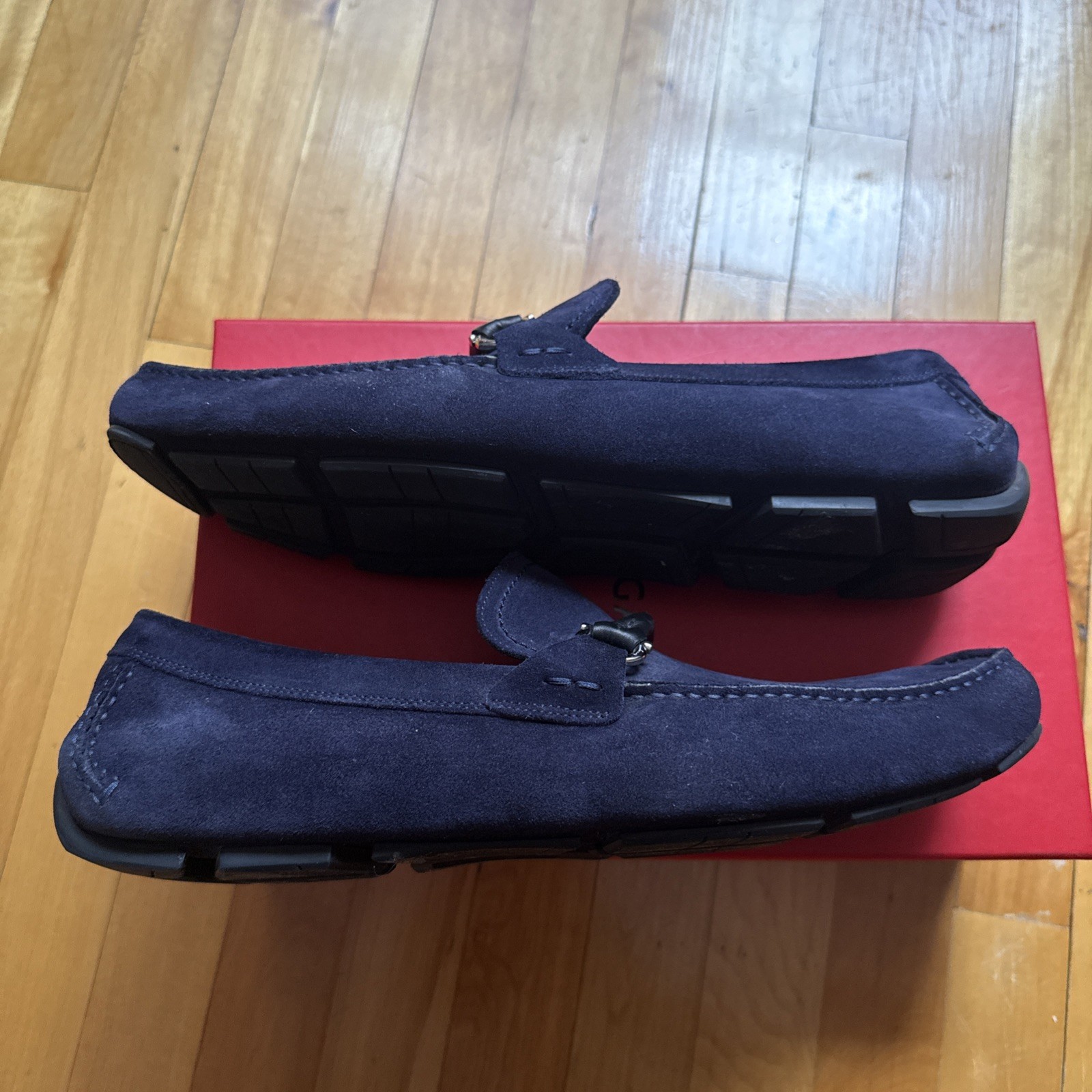 Salvatore Ferragamo Men’s Shoes, Moccasin Dark Blue US Size 12 with box