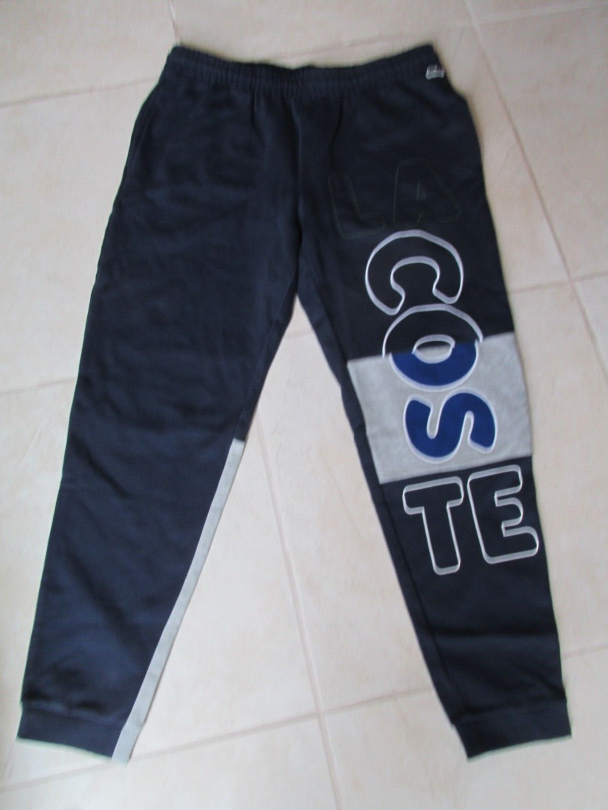 NEW Lacoste Heritage Branded Cotton Fleece Sweatpants MENS XL Blue Grey $145.00