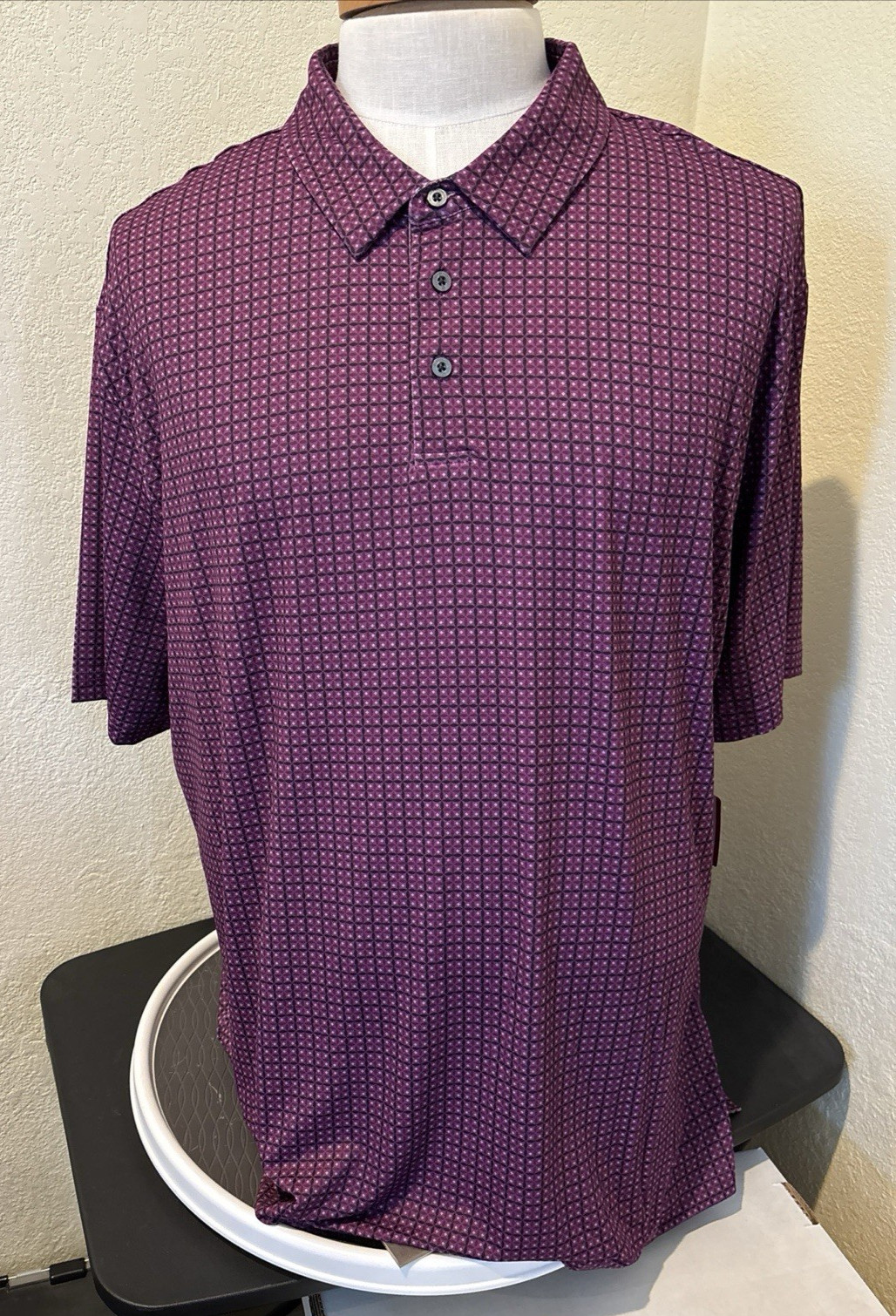 Ben Hogan Polo Golf Shirt Mens XXL Performance Stretch Fabric UPF 15 Geo Print