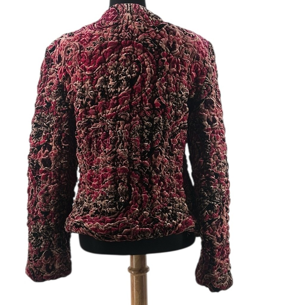 Joseph Ribkoff quilted coat floral printed zipper blazer elegant artsy sz 10
