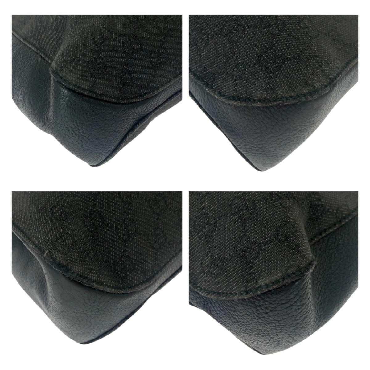 GUCCI GG Canvas Tote Bag Black Shoulder Bag 11.6in x 10.4in x 3in