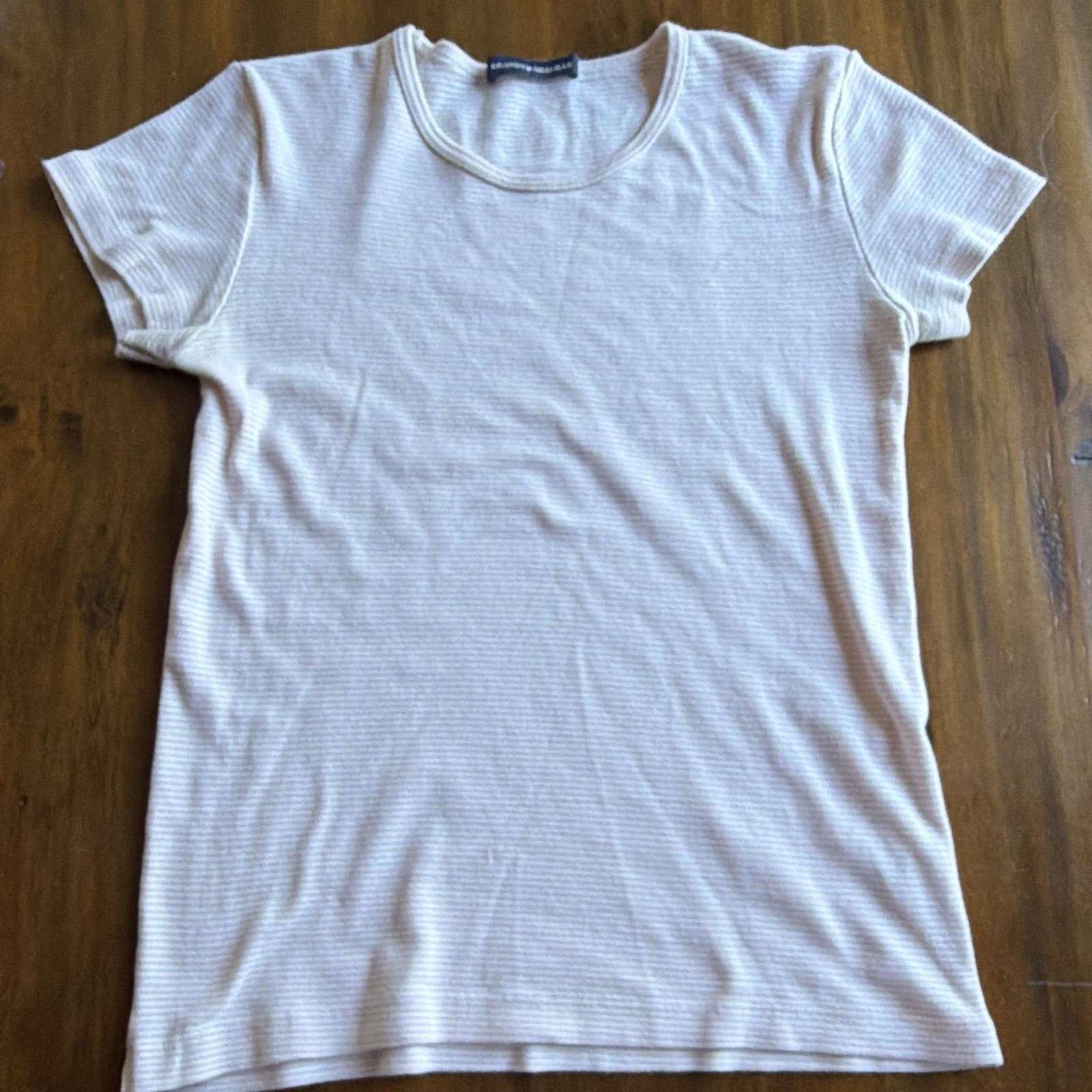 Brandy Melville Pink White Striped Crew Neck Tee One Size
