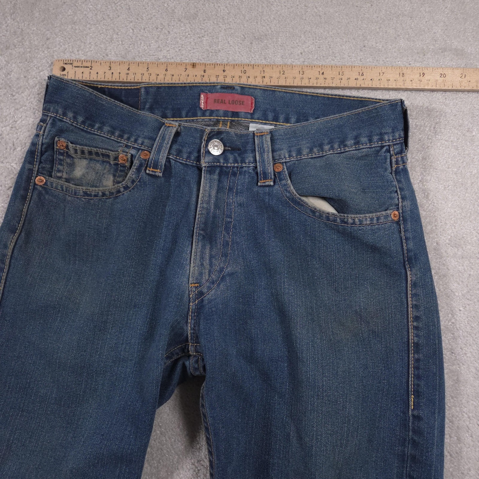 Levis Type 1 REAL LOOSE Shorts Mens 34 Blue Denim Cutoff Frayed Distressed Raw
