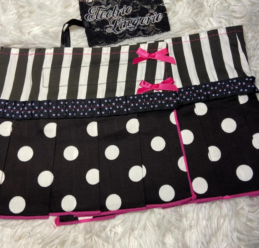 Polka Dot Micro Mini Skirt- Pink/Black