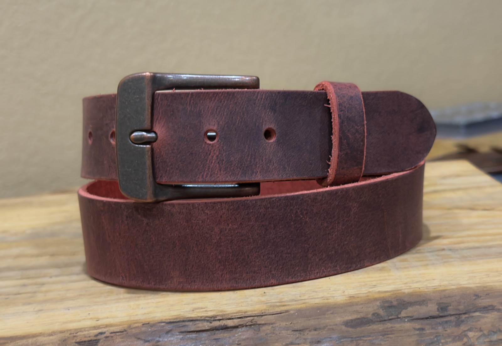 Full Grain Buffalo Leather Belt Men’s 1.5″ Wide Handmade USA Casual Rugged Belts