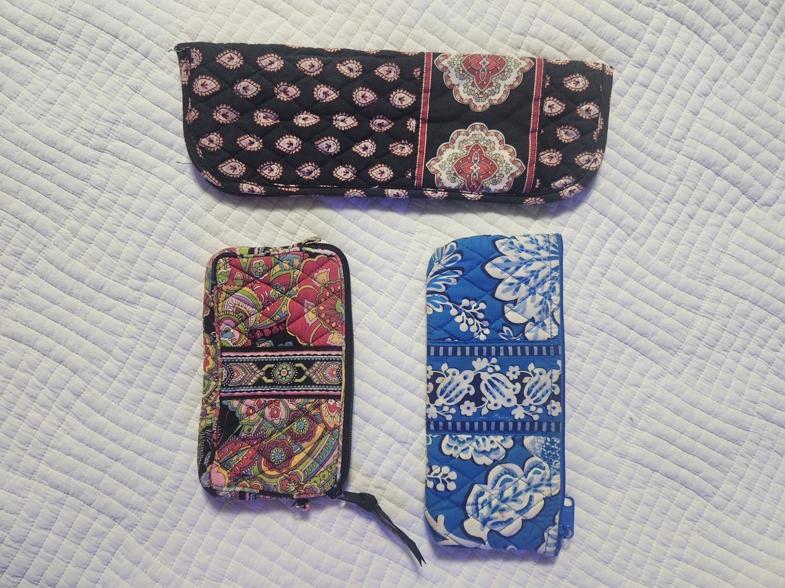 VERA BRADLEY Curling Iron Cover, PLUS Make-up Brush Bag, PLUS Wristlet–3 Items