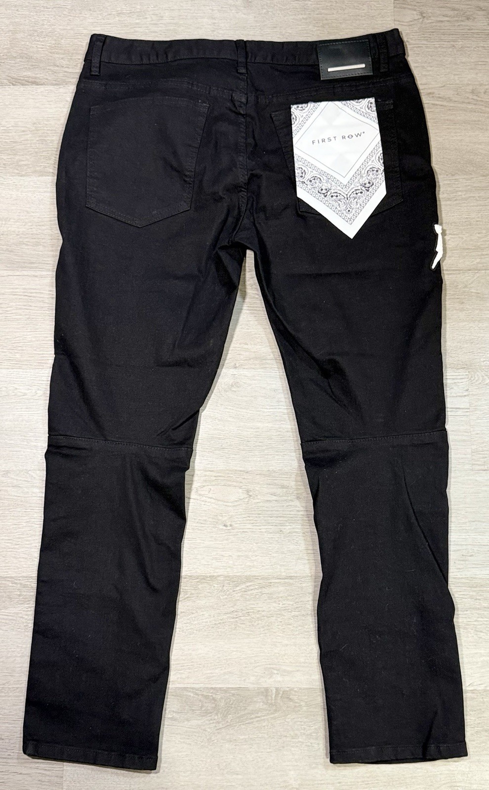 First Row Downtown La Racing Slim Fit Jeans Men’s Size 38×32 Black Patchwork NWT
