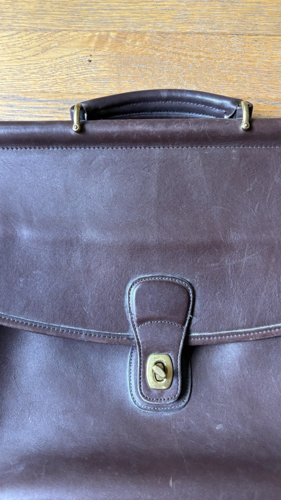 Vintage Dark Brown Full Grain Leather Coach Beekman Briefcase Style No 5266