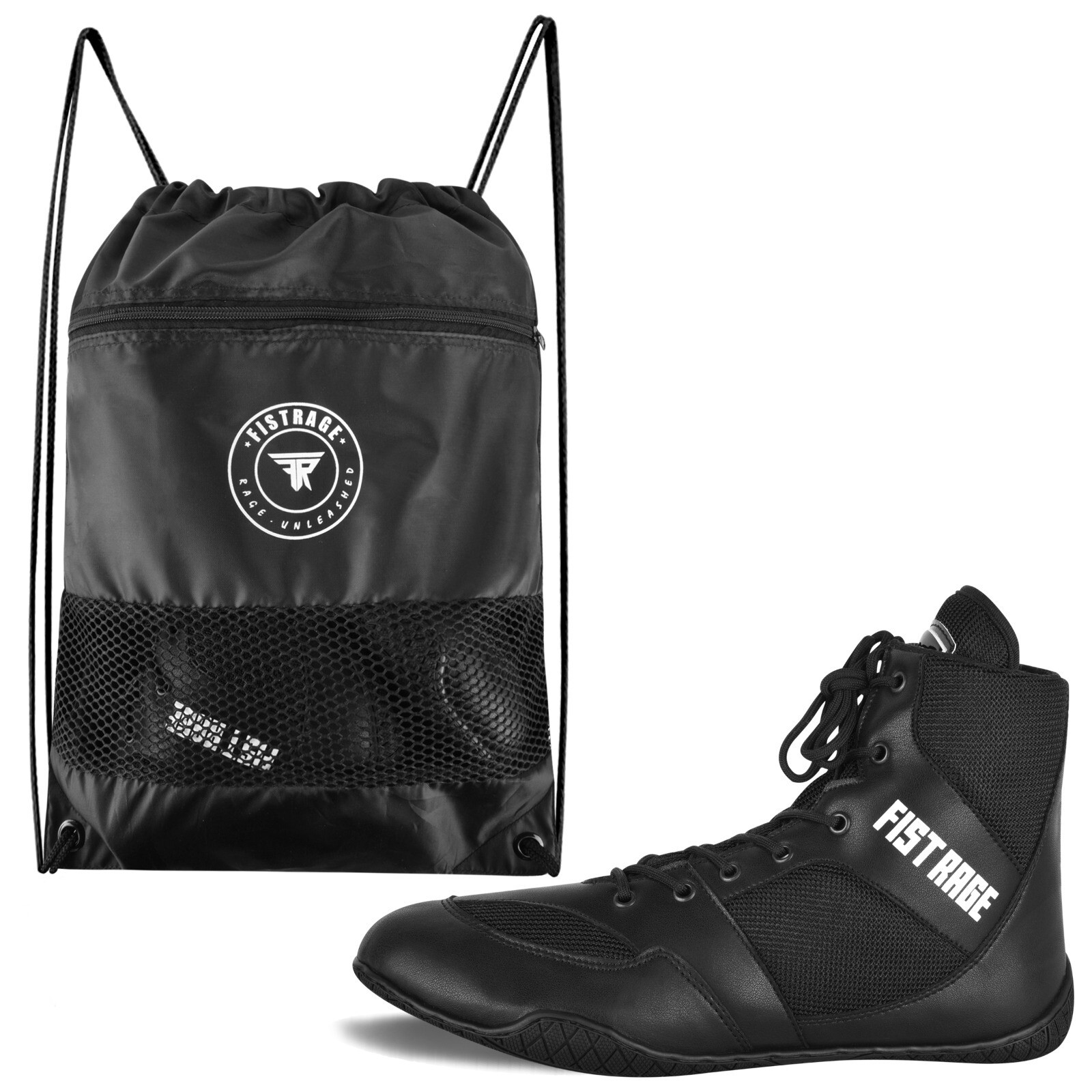 FISTRAGE Boxing Shoes Microfiber Leather Kickboxing And Training With Sting Bag