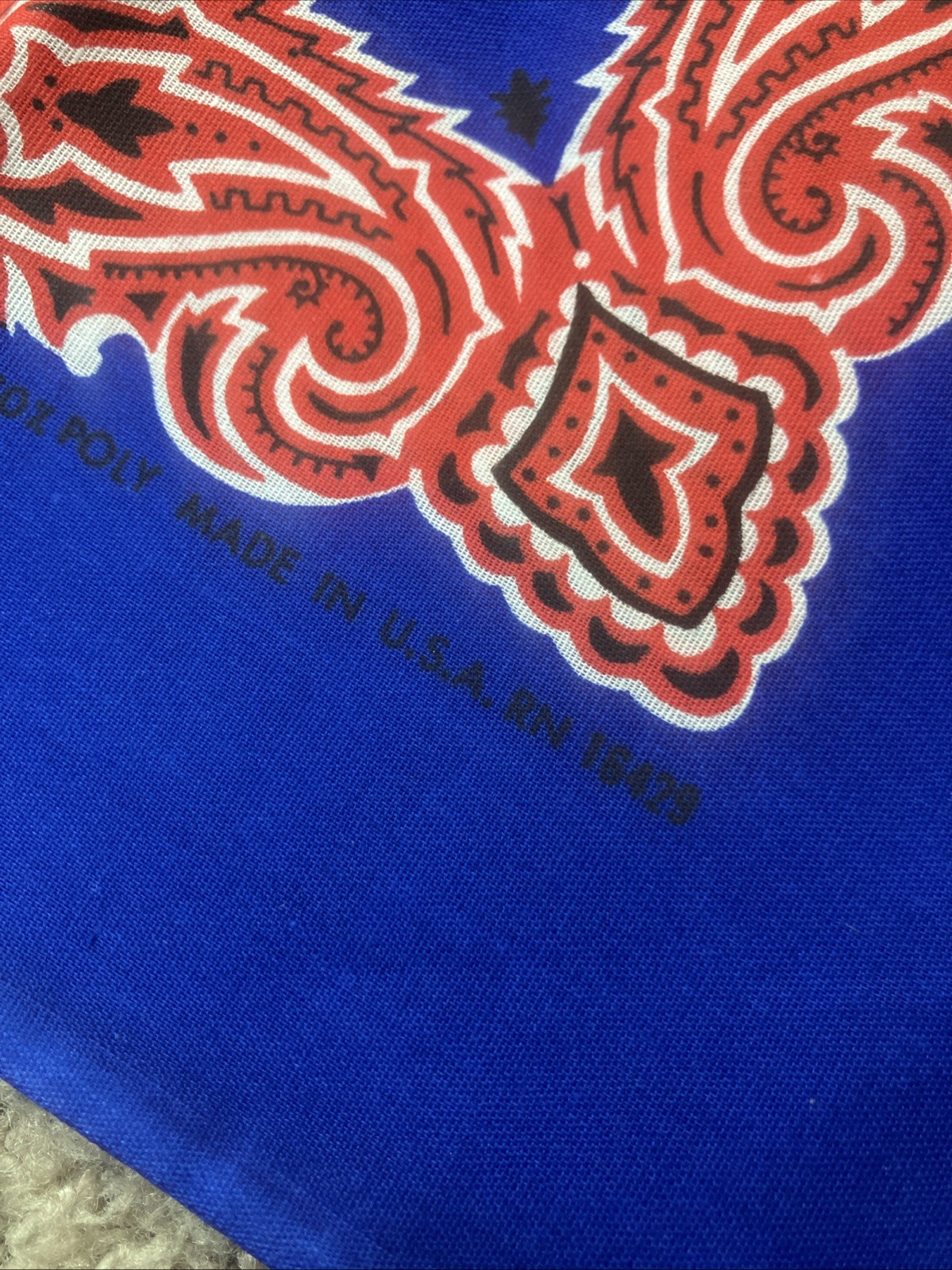Vintage Wrangler Cowgirl Rodeo Queen Handkerchief Bandana 22″ x 21″ Red Blue