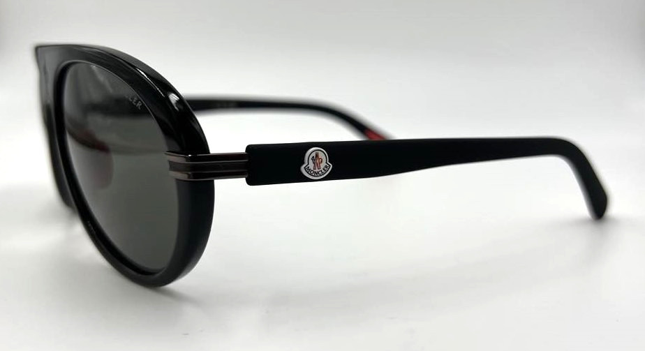 Authentic MONCLER Navigaze ML0240 01A Shiny Black w/Smoke Lens Sunglasses 57 mm