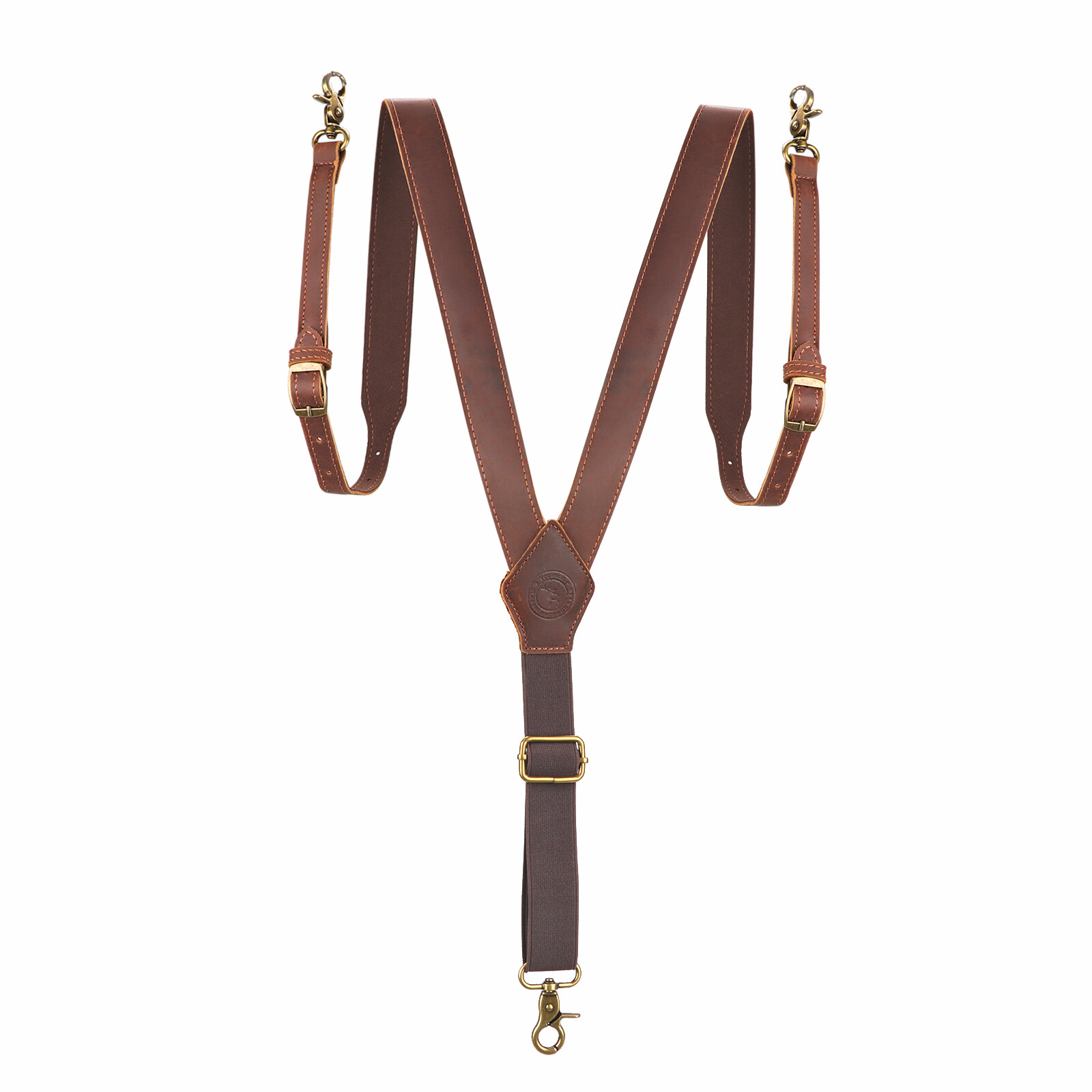 TOURBON Men’s Y-Back Suspender Pants Braces 3 Hook Adjustable Vintage Leather US