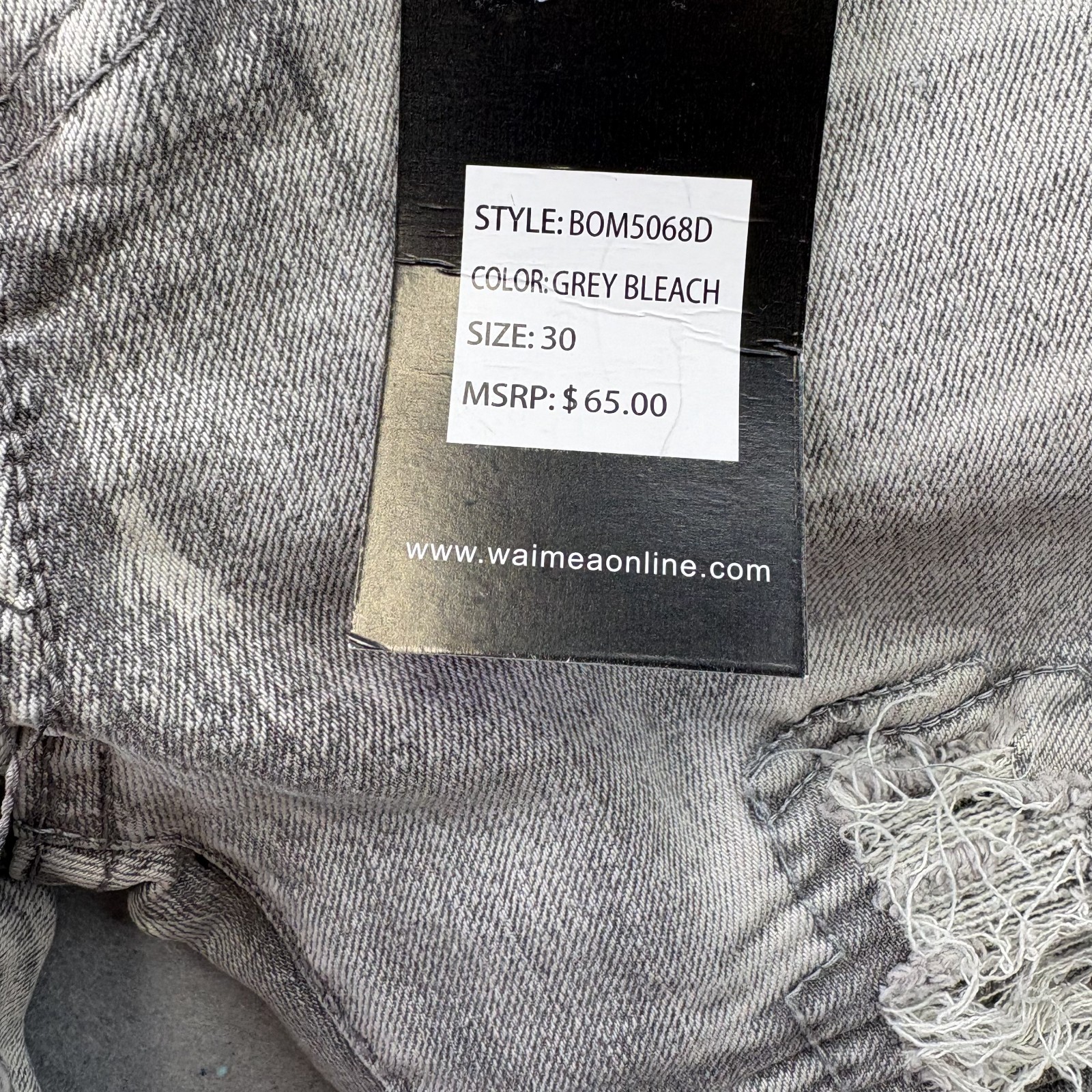 WAIMEA Denim Jeans Mens Size 30 Gray Skinny Fit Distressed Moto NWT
