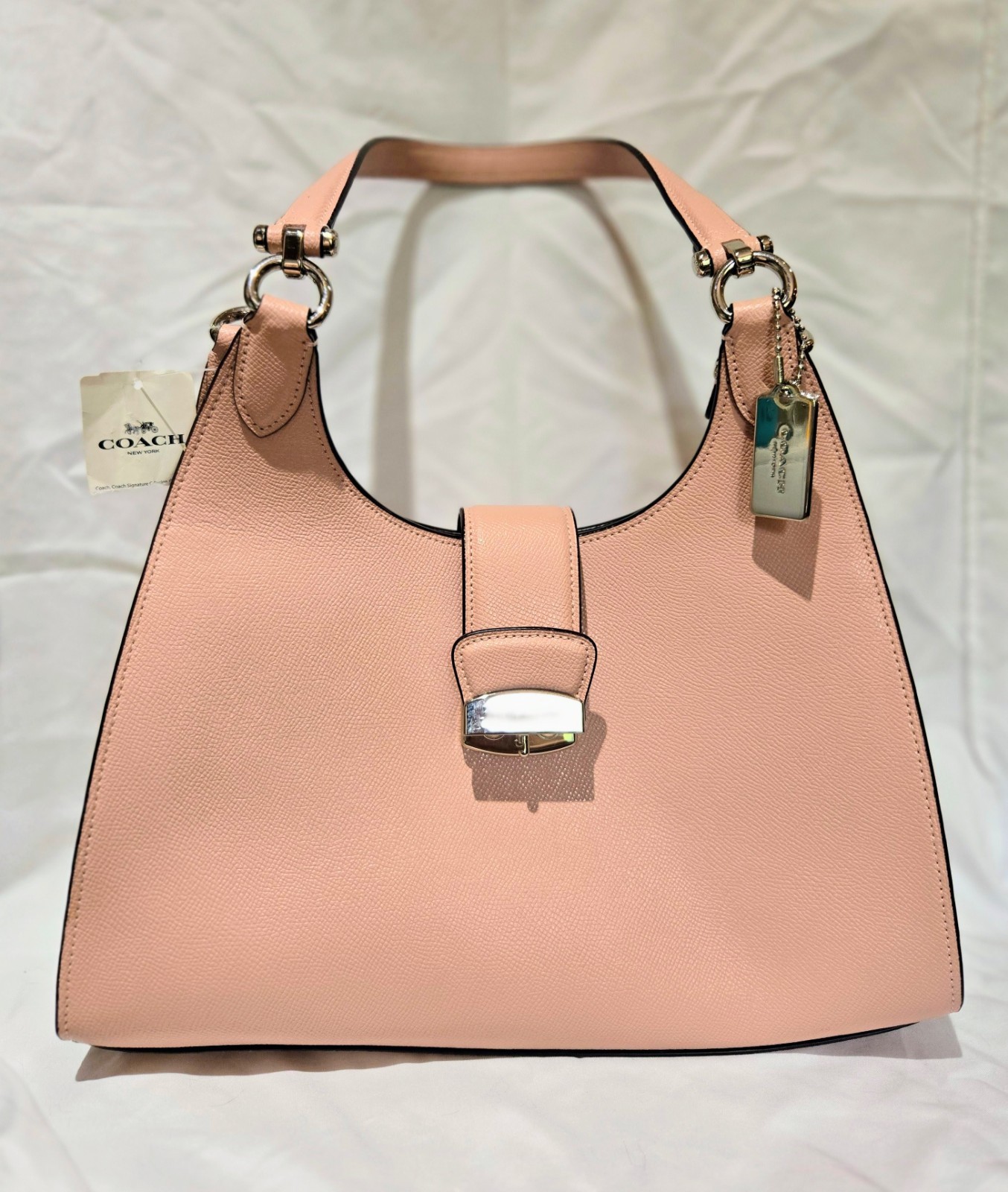 Coach Avary Crossgrain Leather Shoulder Bag In Primrose w/ Silver Hardware EUC